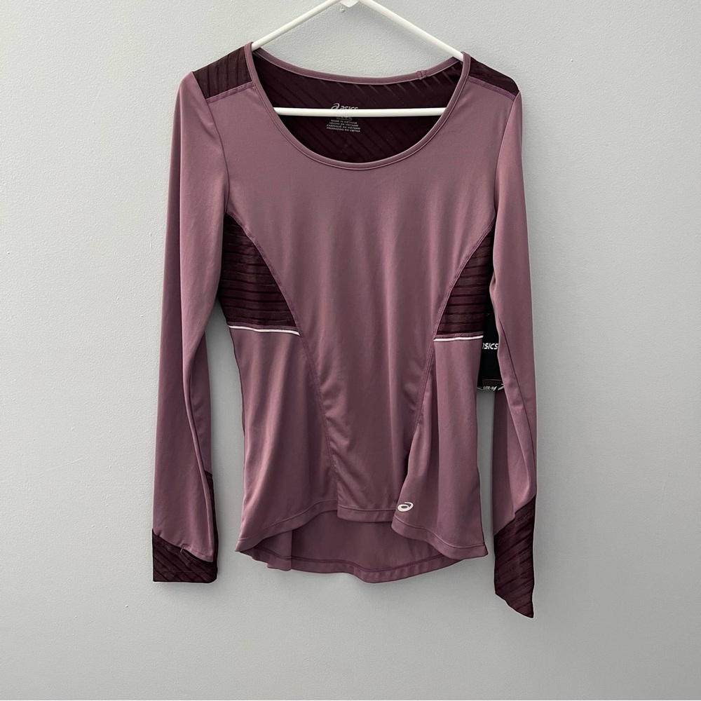 NEW ASICS Shirt Womens Medium Purple Long Sleeve Light Show Lightweight Running